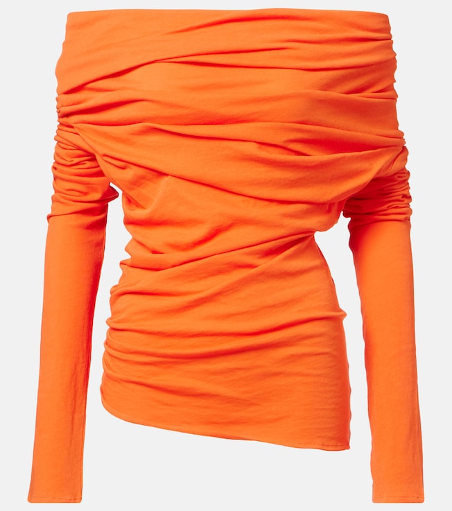 Bound one-shoulder cotton-blend top | Entire Studios