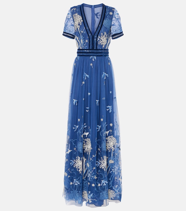 Floral embroidered gown | Costarellos
