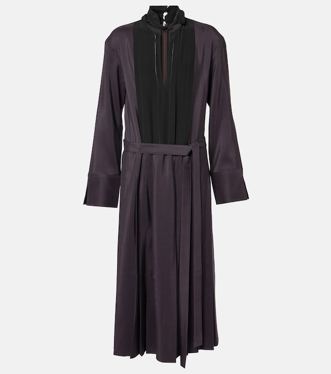 Pleated wool and silk midi dress | Joseph