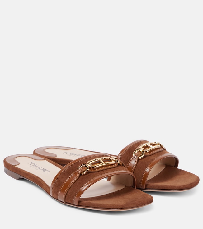 Whitney Stadium T leather slides | Tom Ford