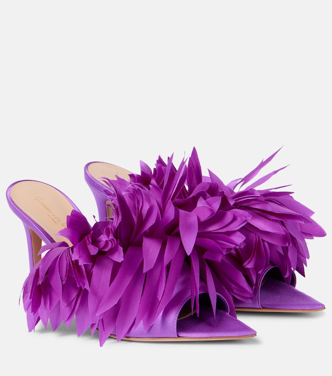 Daniah 85 embellished crêpe satin mules | Gianvito Rossi