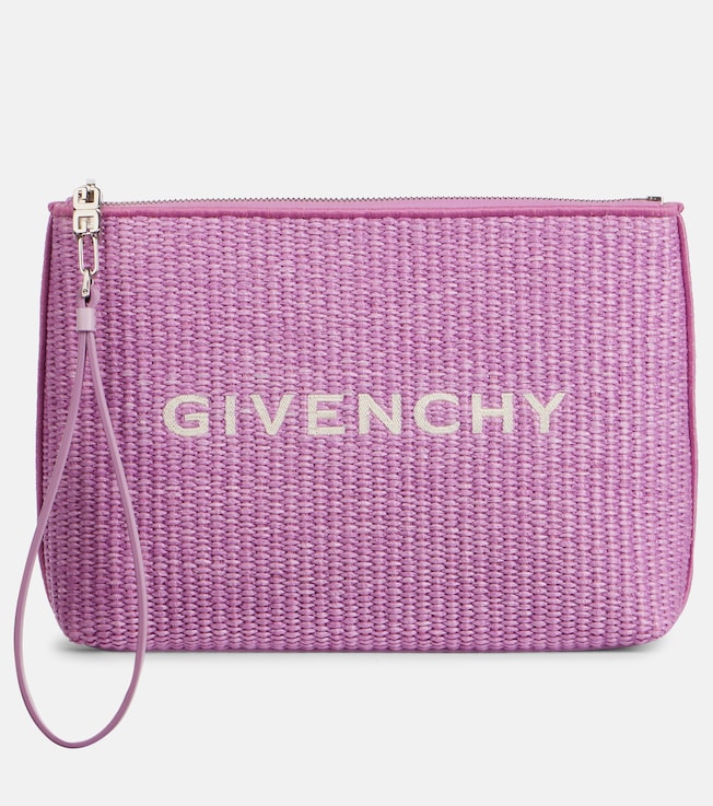 Logo raffia-effect pouch | Givenchy
