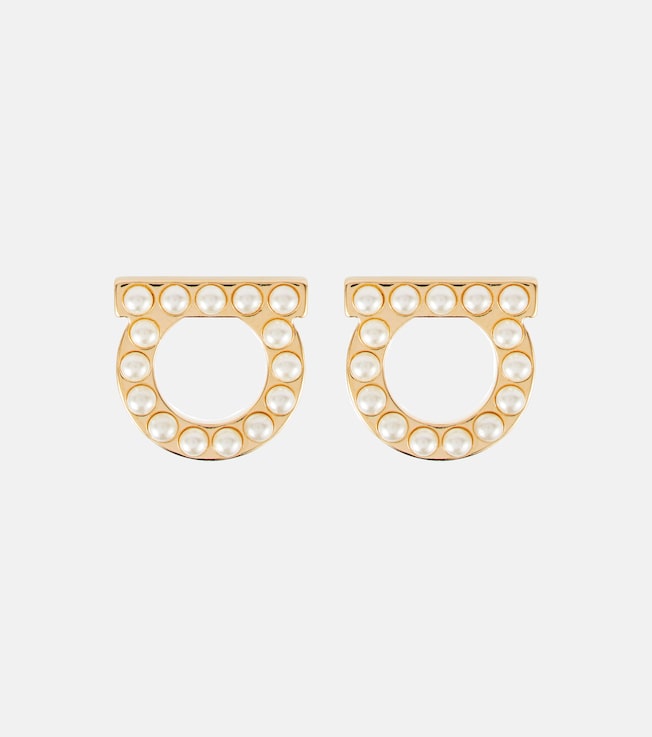 Gancio faux pearl-embellished earrings | Ferragamo