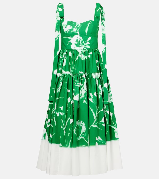 Floral cotton poplin midi dress | Erdem
