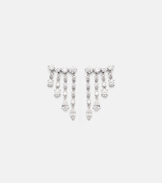 Small 18kt white gold drop earrings with diamonds | Anita Ko
