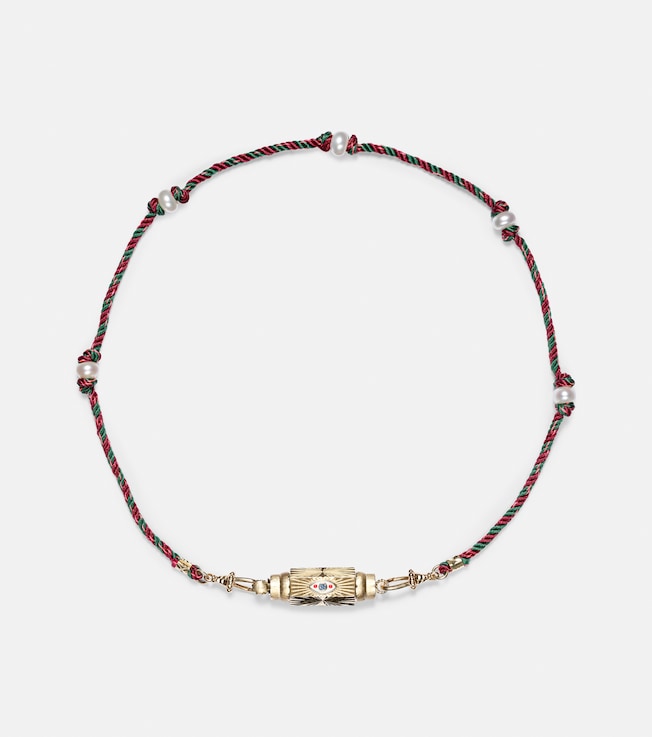 Evil Eye Baby 14kt gold locket necklace with sapphires | Marie Lichtenberg