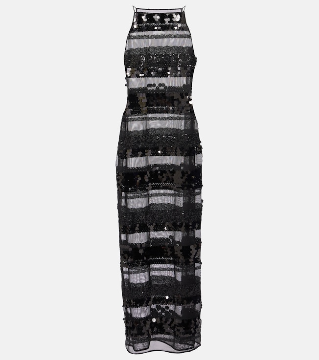 Sequined striped maxi dress | Oséree