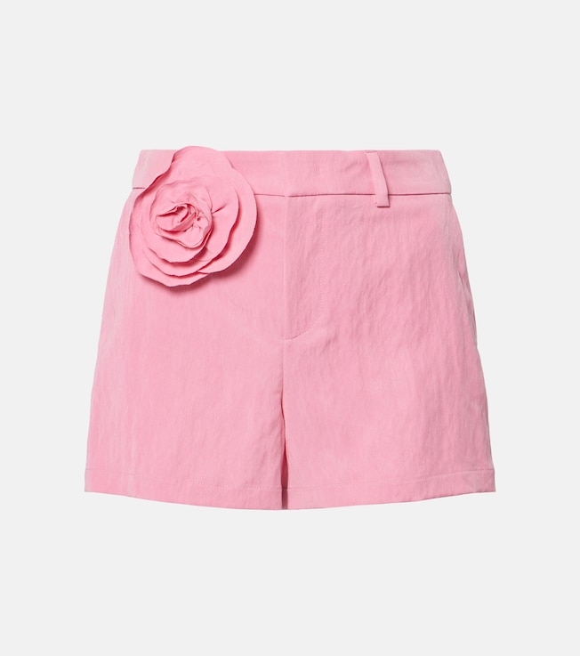Floral-appliqué gabardine shorts | Blumarine