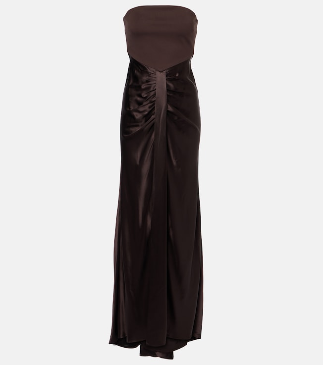 Wayfaring gathered strapless midi dress | Staud