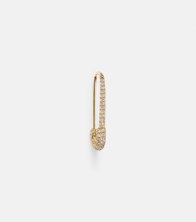 Safety Pin 18kt gold single earring with diamonds | Anita Ko
