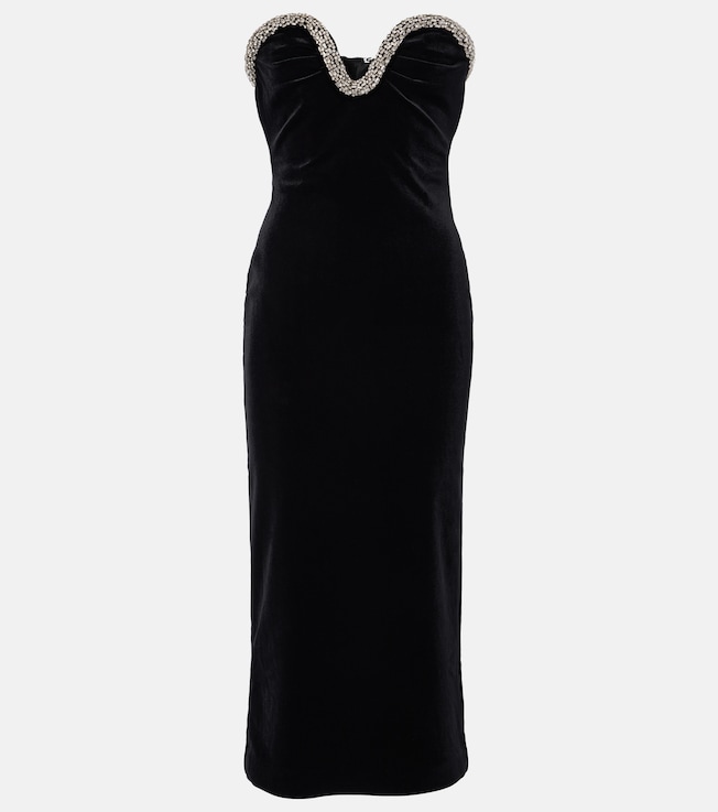 Embellished strapless velvet midi dress | Roland Mouret