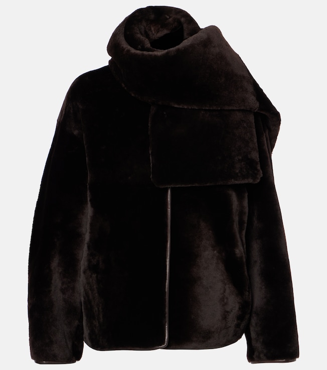 Lyra scarf-detail shearling jacket | Nour Hammour