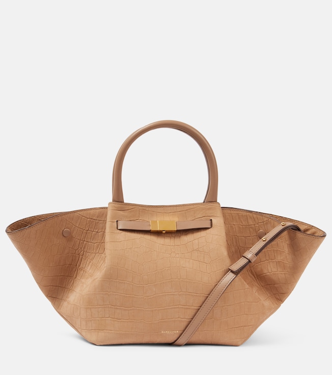 New York Midi croc-effect leather tote bag | DeMellier