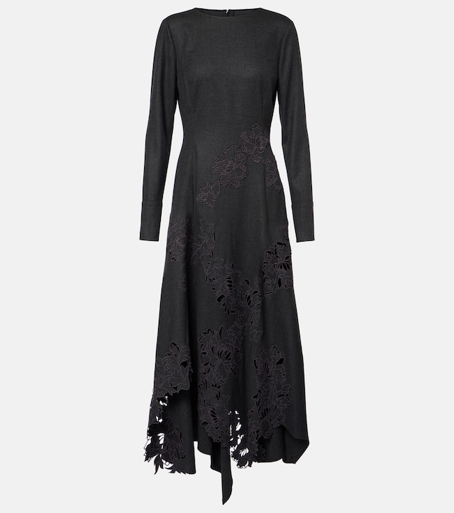 Peony asymmetric wool midi dress | Oscar de la Renta