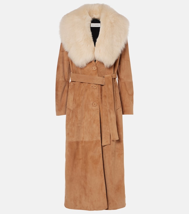 Dakota shearling-trimmed suede coat | Nour Hammour