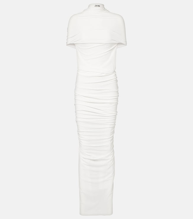 Fringed ruched jersey maxi dress | Jean Paul Gaultier