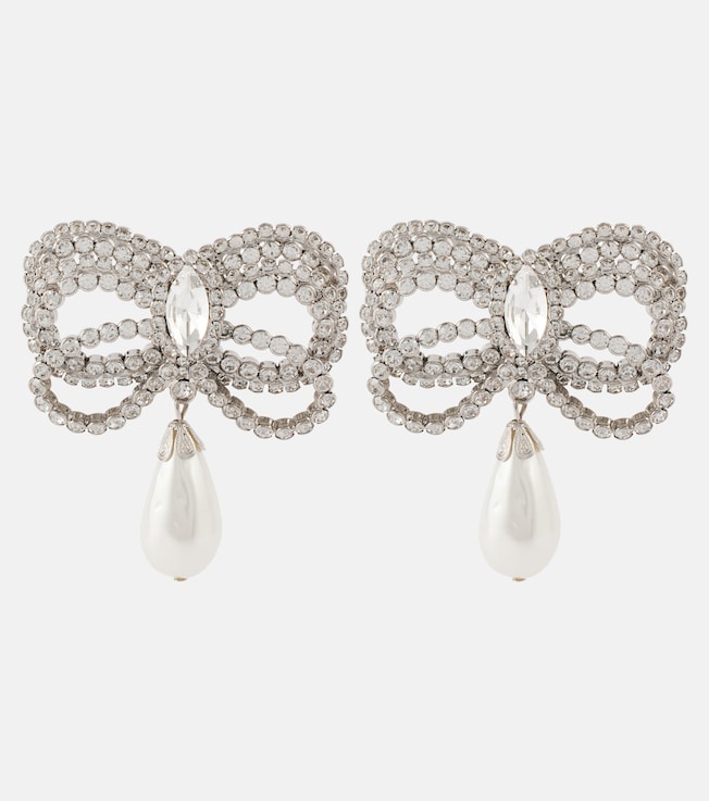 Crystal Bow embellished earrings | Alessandra Rich