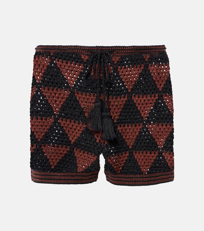 Malia crochet high-rise cotton shorts | Anna Kosturova
