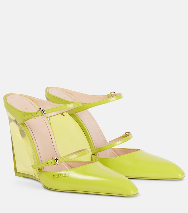 Leather wedge mules | Gucci