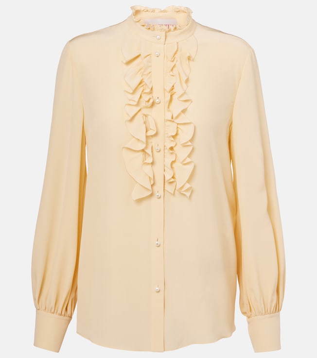 Ruffled silk crêpe de chine blouse | Valentino