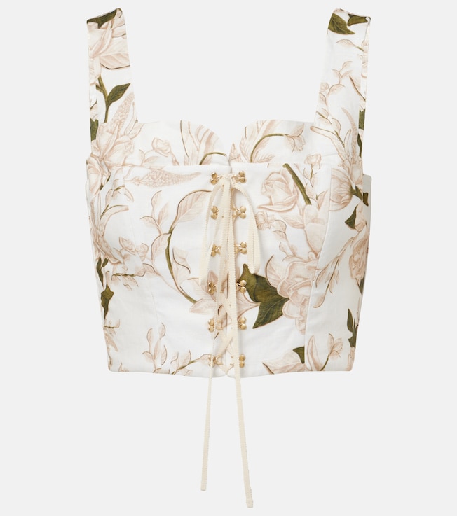 Reserva Gardenia floral linen crop top | Agua by Agua Bendita