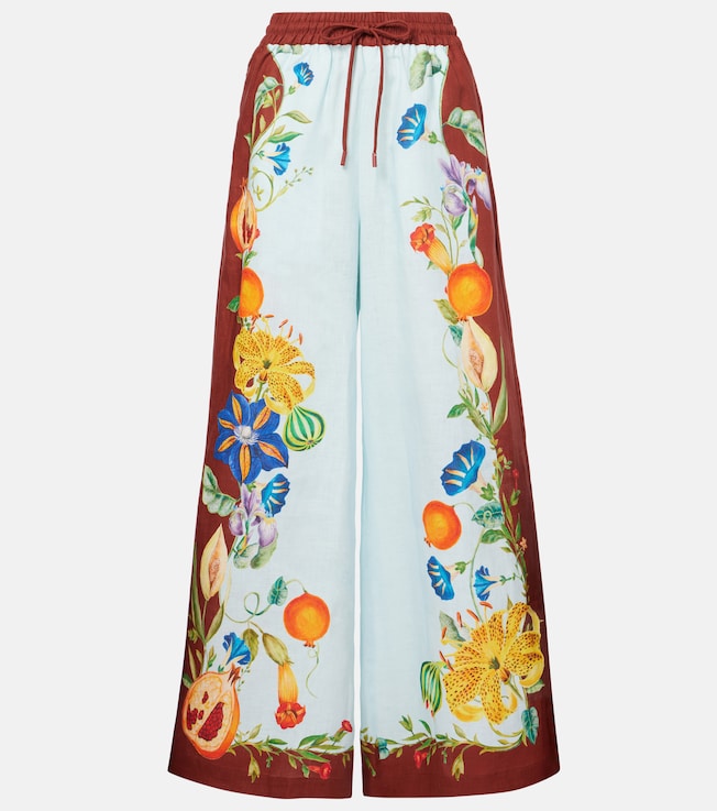 Dahlia floral linen wide-leg pants | Alémais