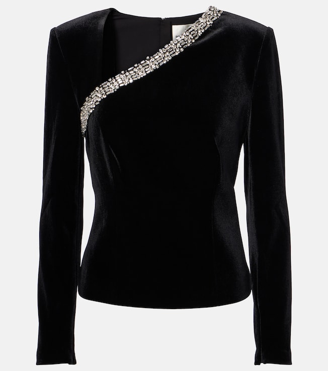Crystal-embellished velvet top | Roland Mouret