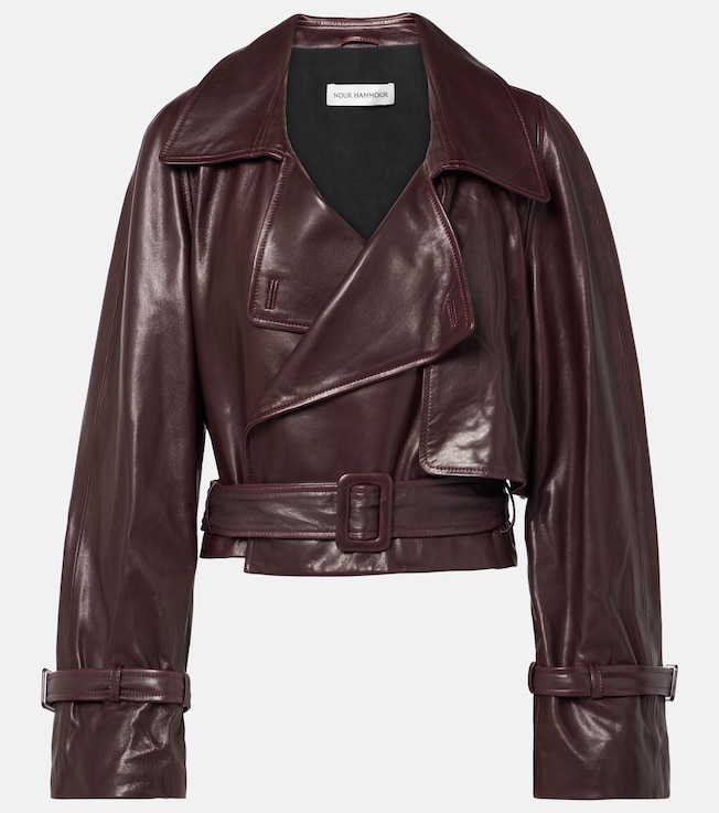 Hatti cropped leather biker jacket | Nour Hammour