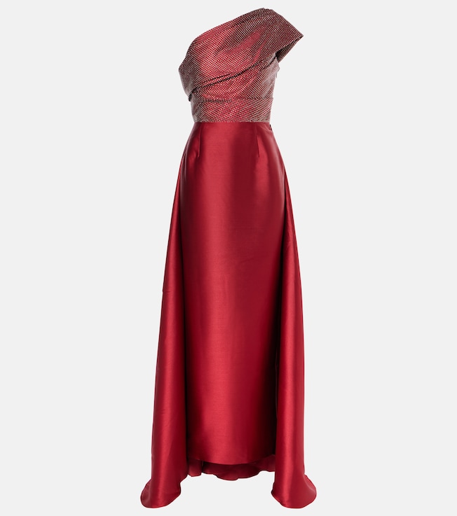 Alba embellished draped satin gown | Solace London