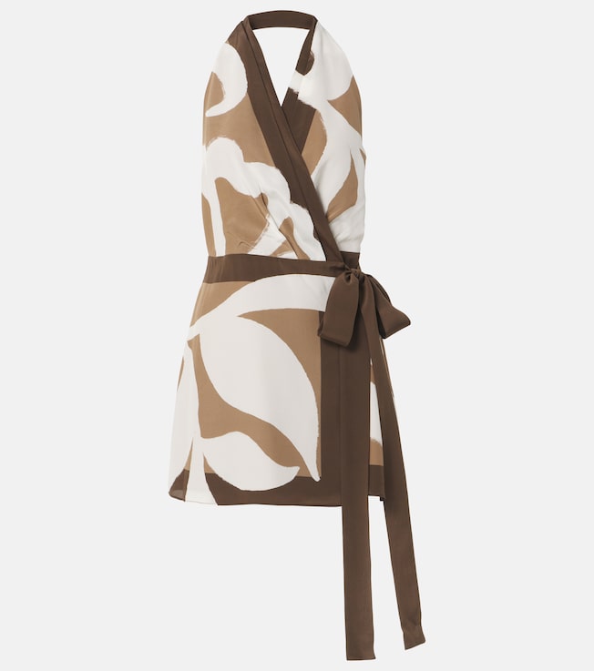 Portia printed silk satin wrap dress | SIR