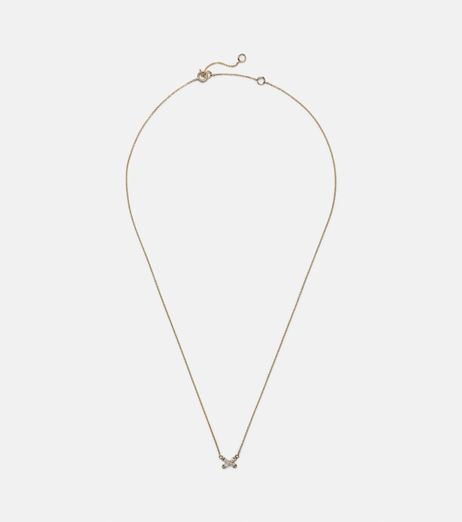 Diamond Cross Stitch 14kt gold necklace with diamonds  | Stone and Strand