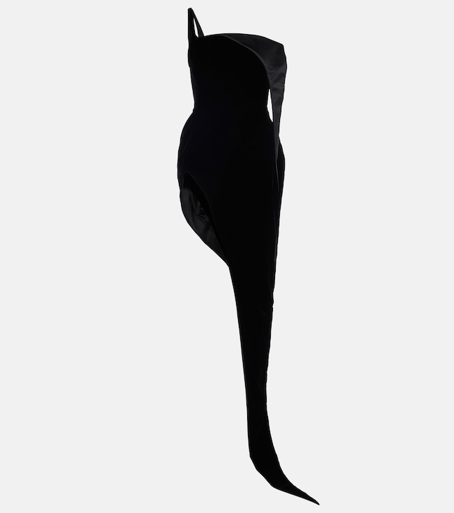 Spiky asymmetric velvet corset dress | Mugler