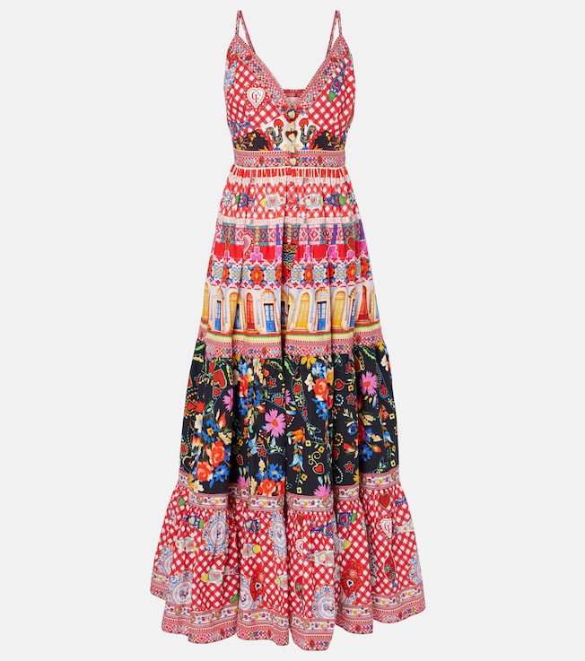 Printed tiered cotton maxi dress | Camilla