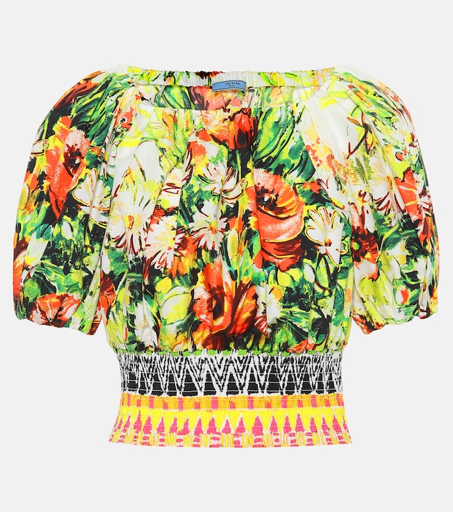 Floral cotton poplin top | Prada