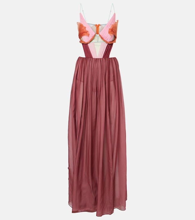 Dahlia silk open-back bustier gown | Nensi Dojaka