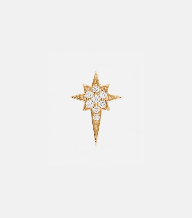North Star Small 14kt gold single earring with diamonds | Robinson Pelham