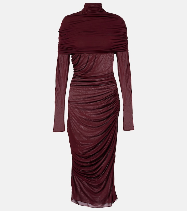 Sheer ruched midi dress | Mugler