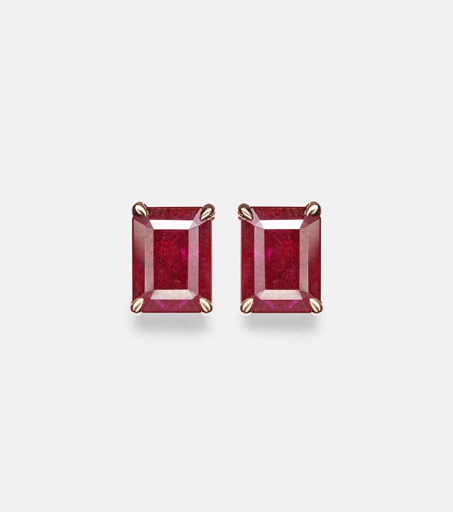 18kt rose gold earrings with rubies | Shay Jewelry