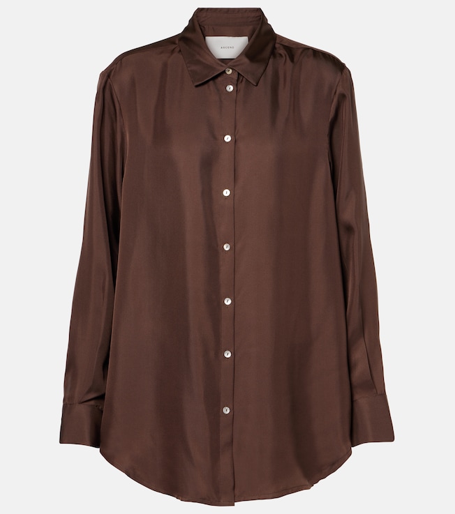 Printed silk satin pajama shirt | Asceno