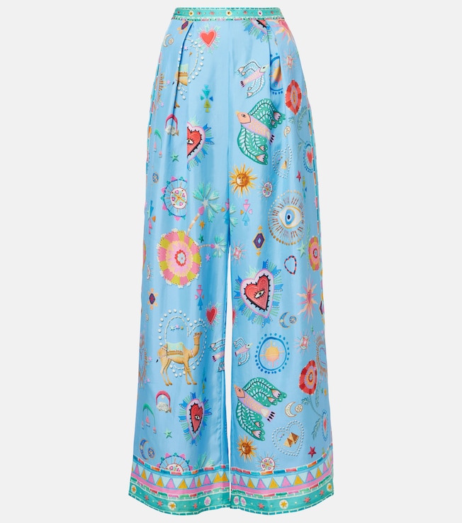 Embellished printed silk palazzo pants | Camilla