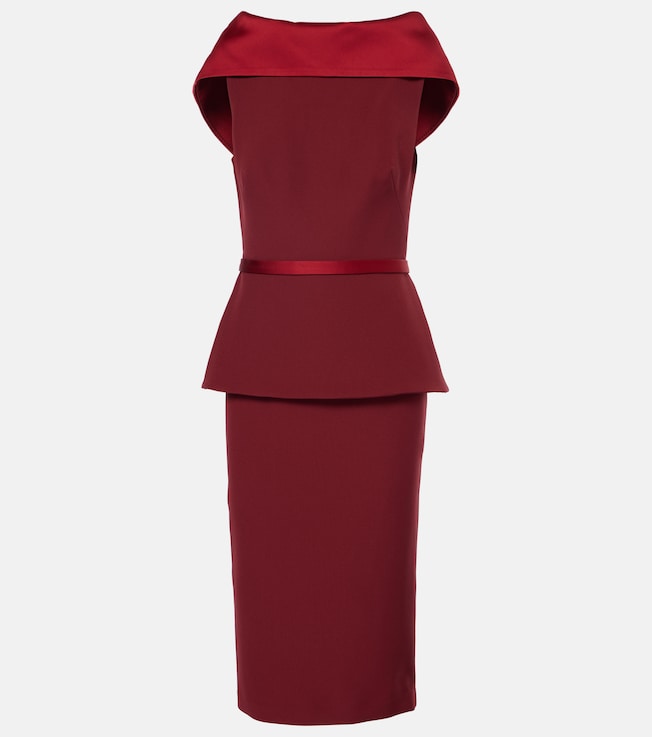 Rella draped peplum heavy crêpe midi dress | Safiyaa