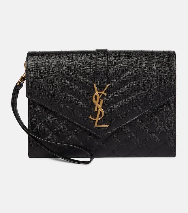 Envelope matelassé leather clutch | Saint Laurent