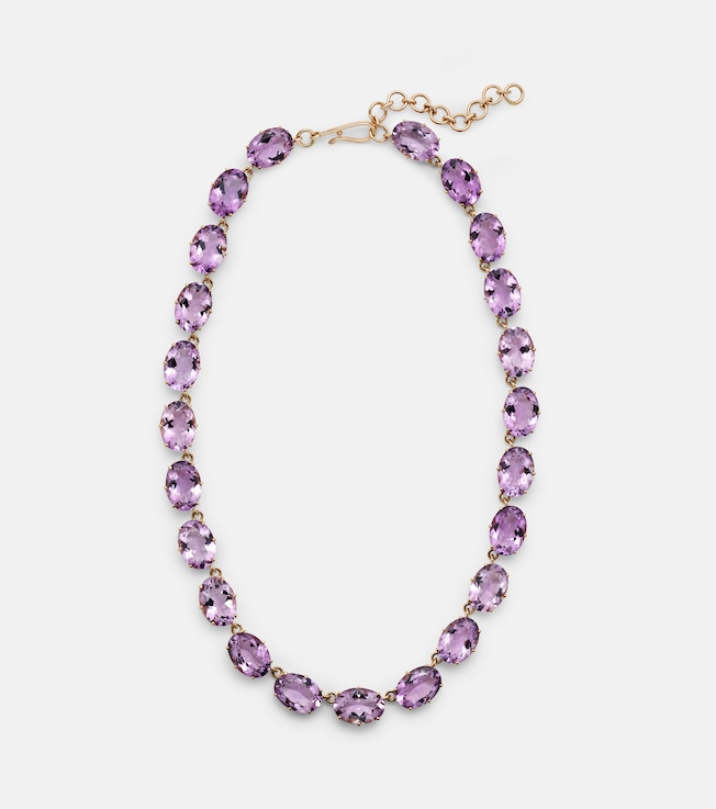18kt and 14kt gold necklace with amethysts | Ileana Makri