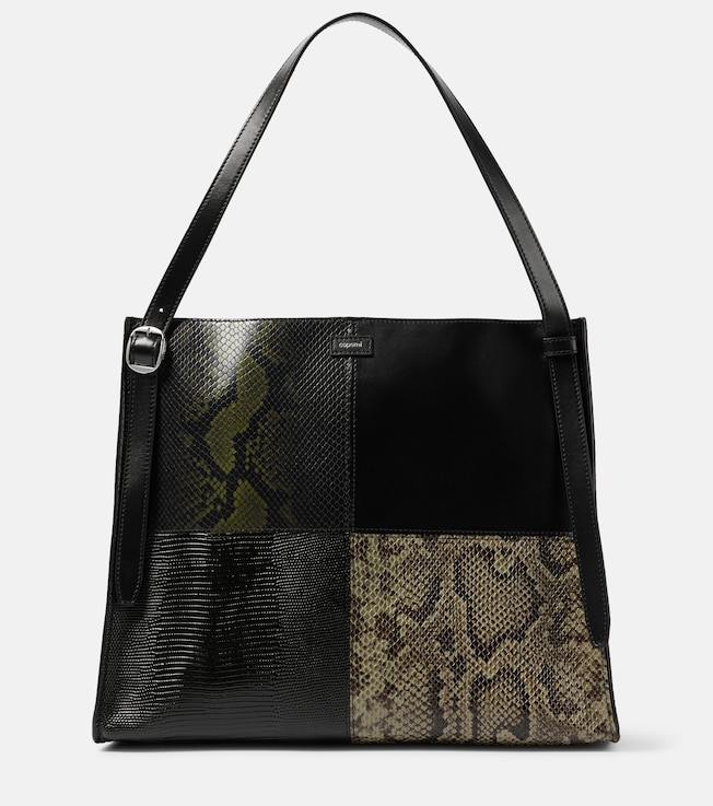 Patchwork snake-effect leather tote bag | Coperni