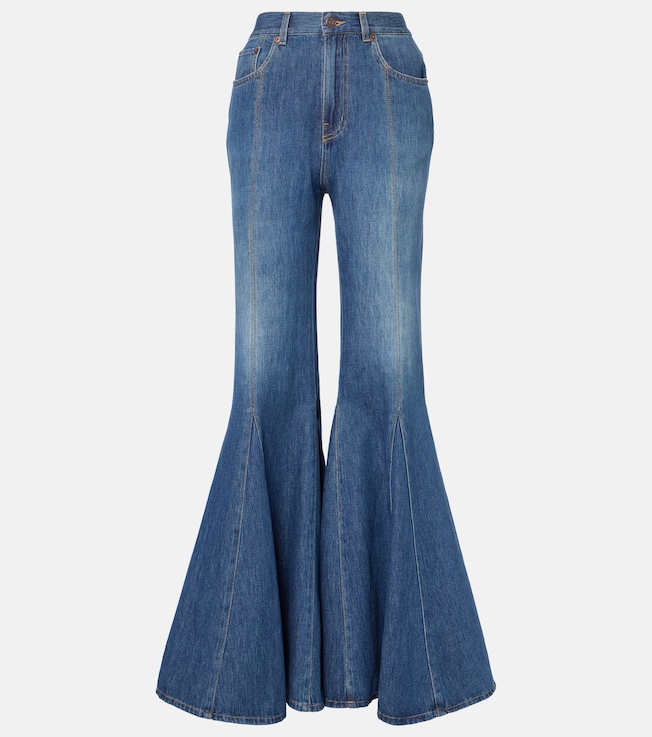 Leather-trimmed flared jeans | Chloé