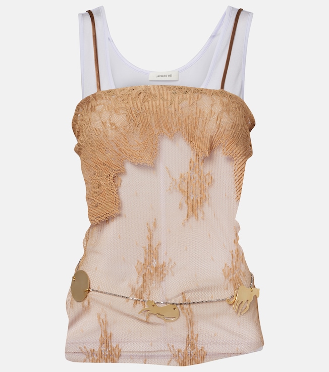 Layered jersey and lace top | Jacques Wei