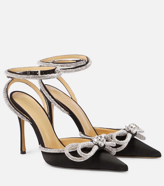 Double Bow embellished satin pumps | Mach & Mach