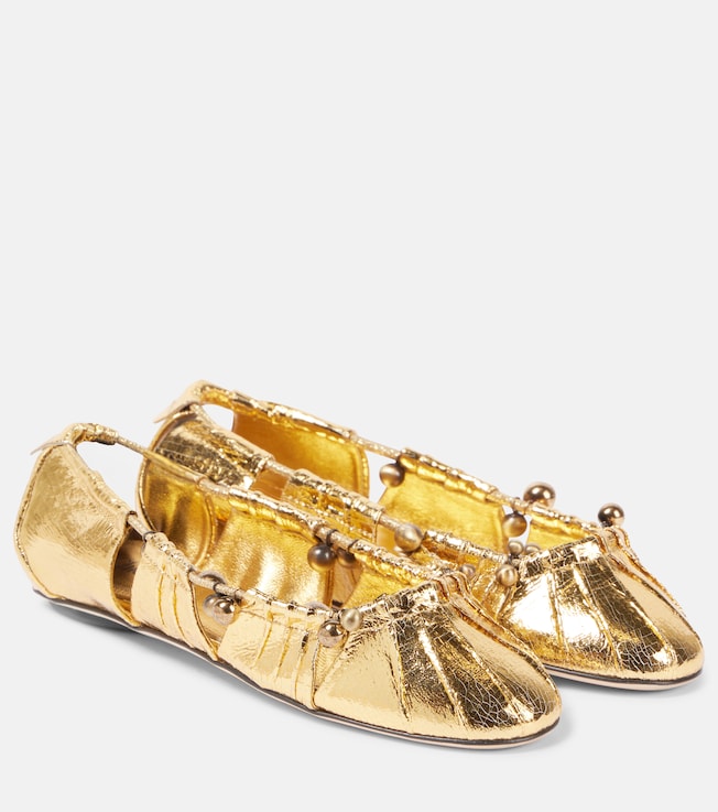 Luna cutout metallic leather ballet flats | Chloé