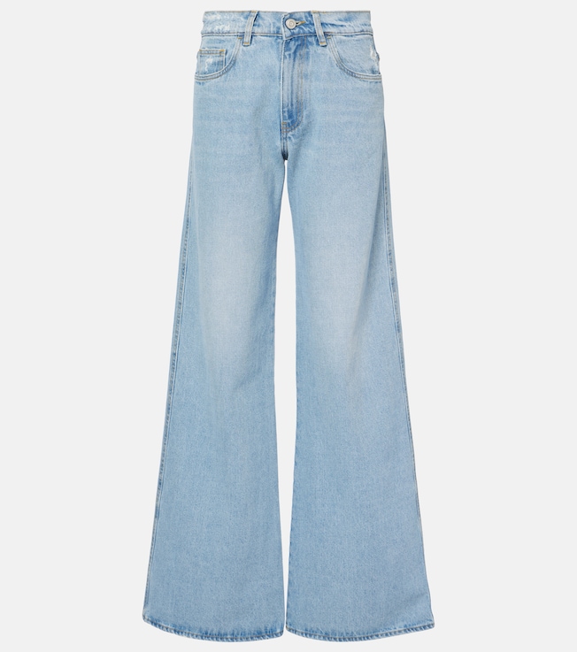 Leather-trimmed wide-leg jeans | Coperni