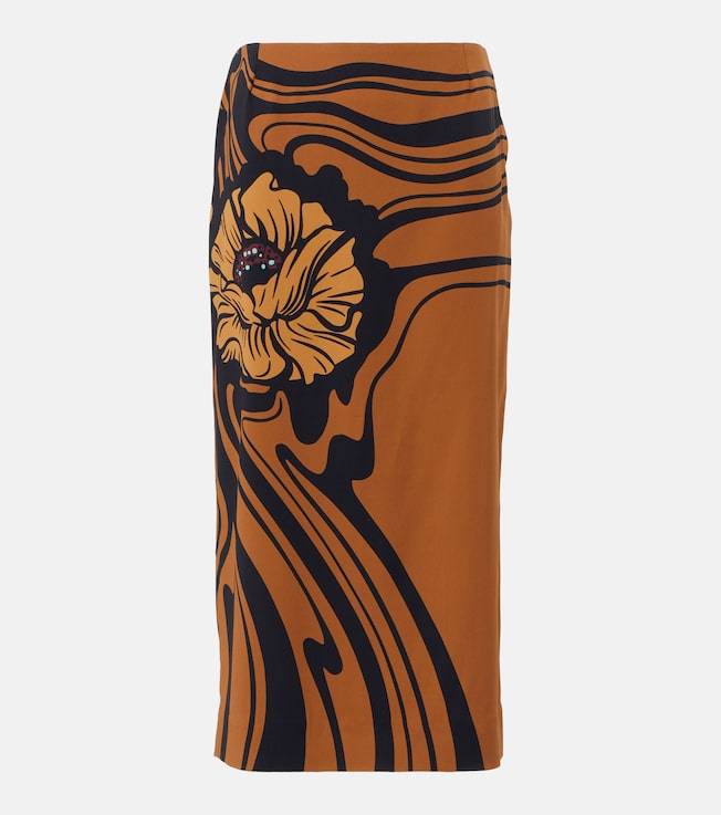 Printed satin sablé pencil skirt | La DoubleJ